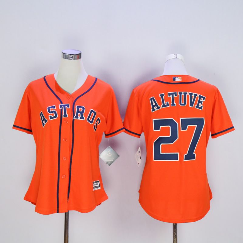 Women Houston Astros #27 Altuve Oragne MLB Jerseys->women mlb jersey->Women Jersey